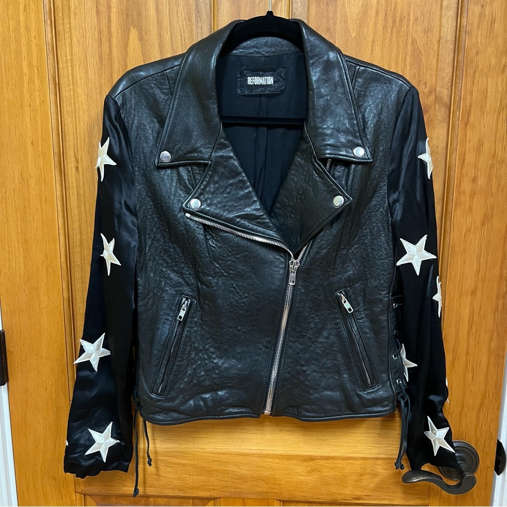 Reformation Big Dipper Leather Moto Style Jacket, Size S